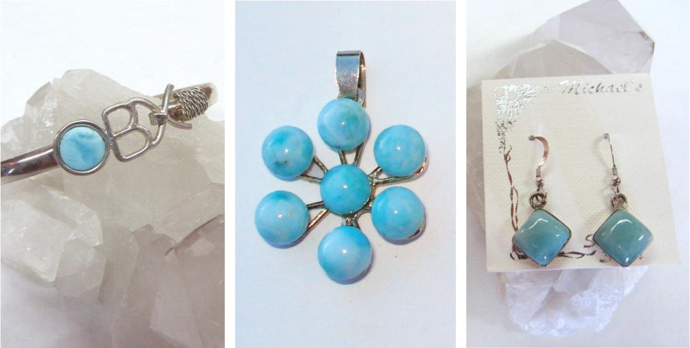 Larimar Bracelet, Larimar Pendant, Larimar Earrings