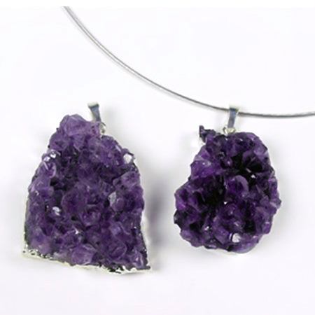 Silver Plated Amethyst Druze Pendant - Michael's Gems and Glass
