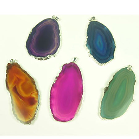 Silver Plated Agate Slice Pendant - Michael's Gems and Glass