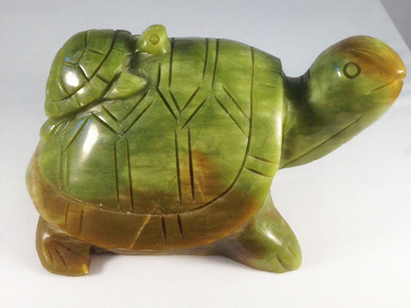 Green Jade Turtle with Baby - Michael's Gems and Glass