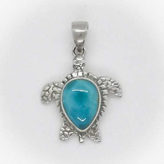 Larimar Turtle Pendant in Sterling Silver