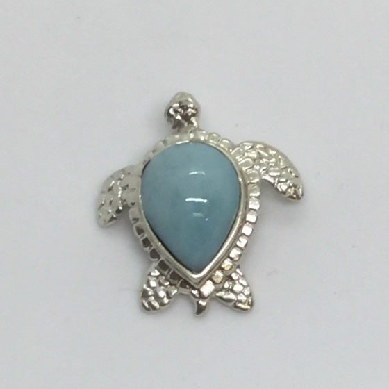 Larimar Turtle Pendant in Sterling Silver