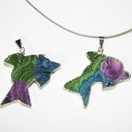 Rainbow Dyed Druze Pendants - Michael's Gems and Glass