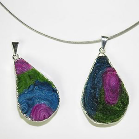 Rainbow Dyed Druze Pendants - Michael's Gems and Glass